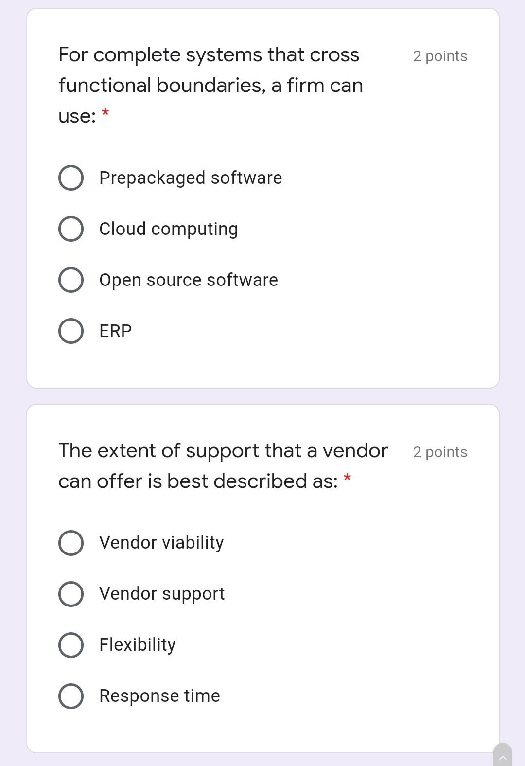 Dropbox is an example of: * 2 points Prepackaged
