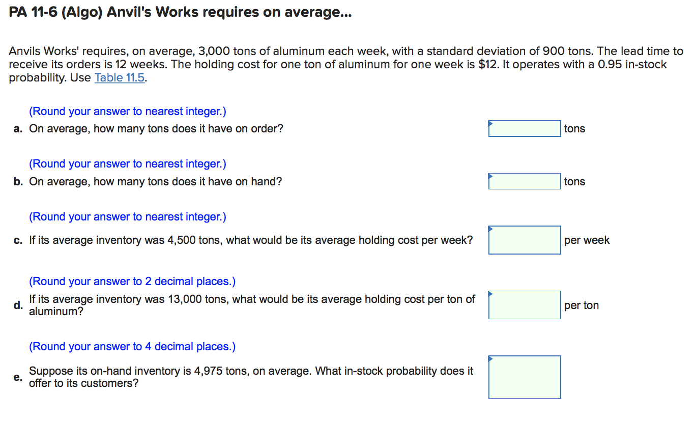PA 11-6 (Algo) Anvil's Works requires on