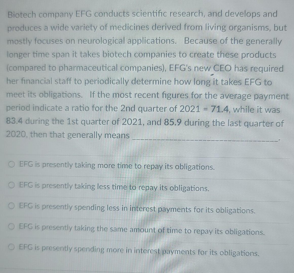 Biotech company EFG conducts scientific research,