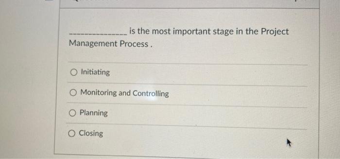 is the most important stage in the Project