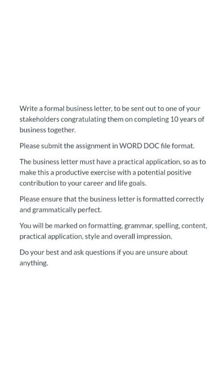 please answer this question Write a formal