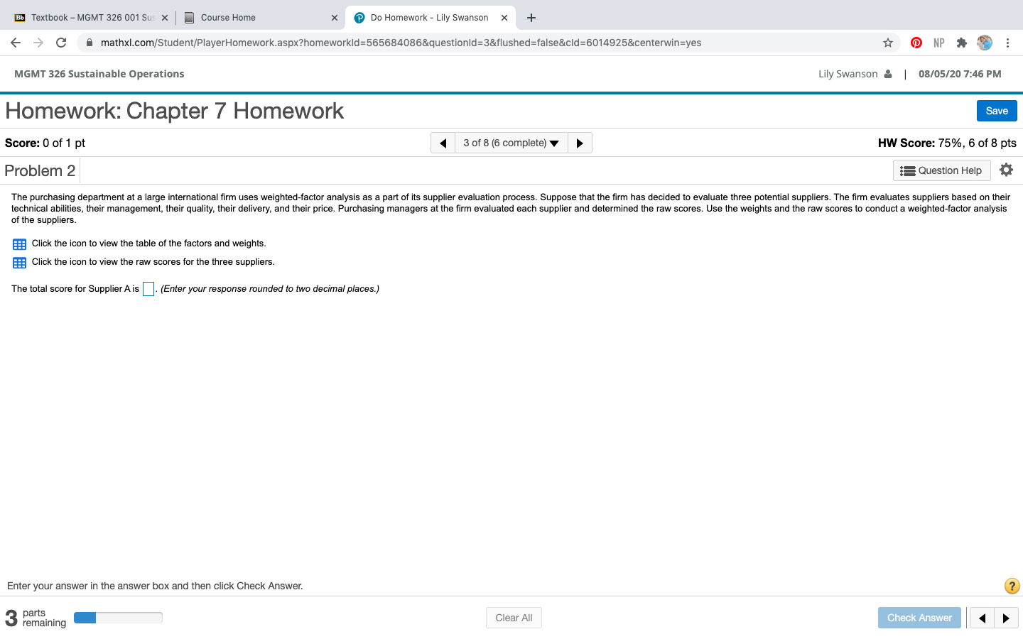 Bb Textbook - MGMT 326 001 Sus X Course Home Do