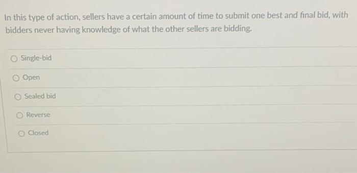 In this type of action, sellers have a certain