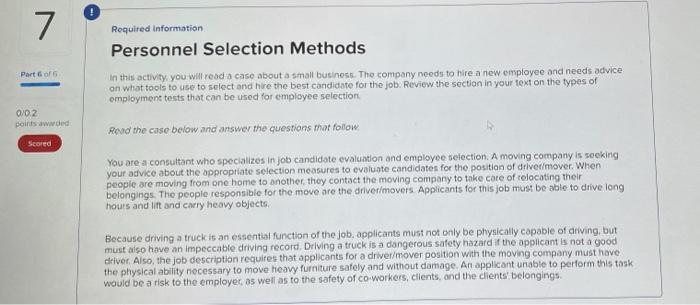 Personnel Selection Methods In this activity you