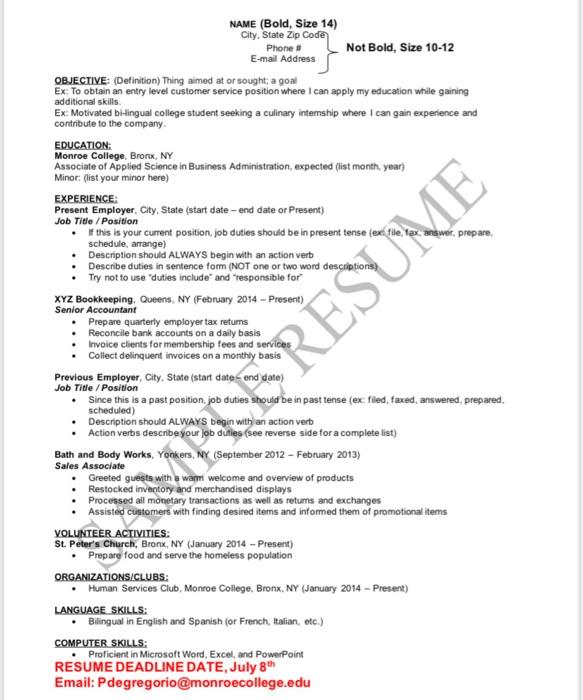 NAME (Bold, Size 14) City State Zip Code Phone