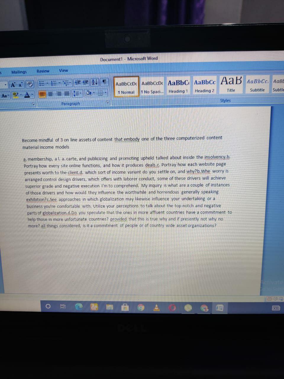 Document1 - Microsoft Word Mailings Review View