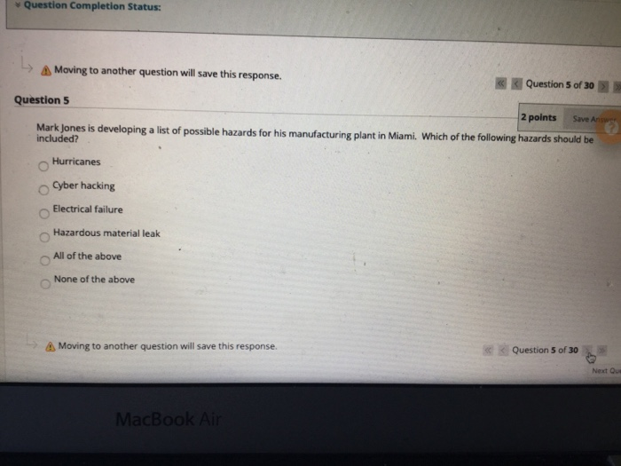 Question Completion Status: Moving to another