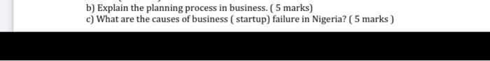 b) Explain the planning process in business. (5