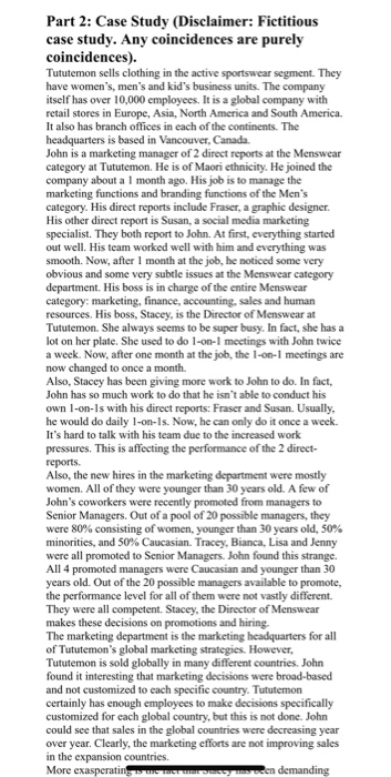 Part 2: Case Study (Disclaimer: Fictitious case