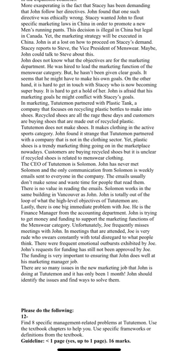 Part 2: Case Study (Disclaimer: Fictitious case