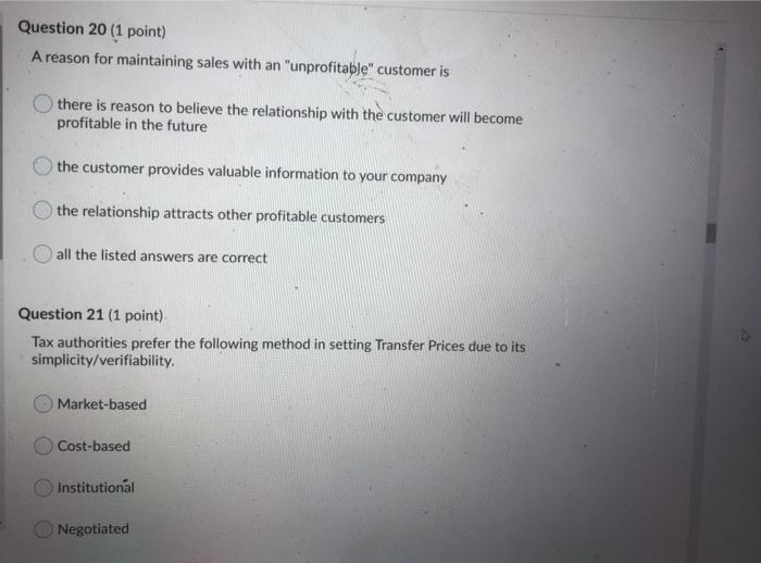 Question 20 (1 point) A reason for maintaining