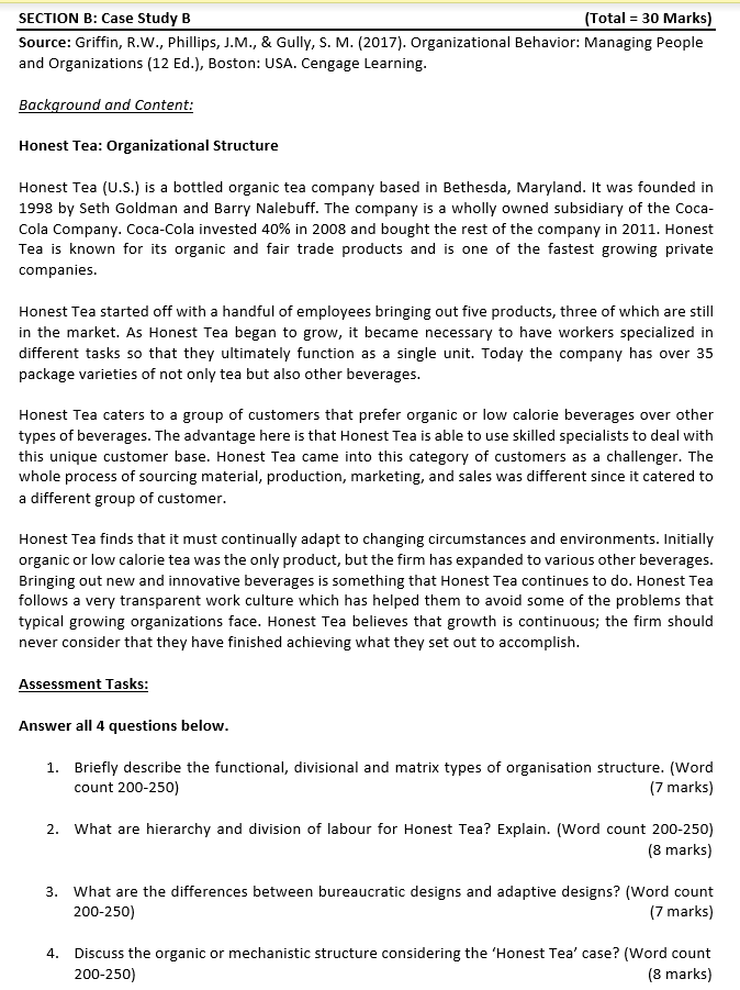SECTION B: Case Study B (Total = 30 Marks)