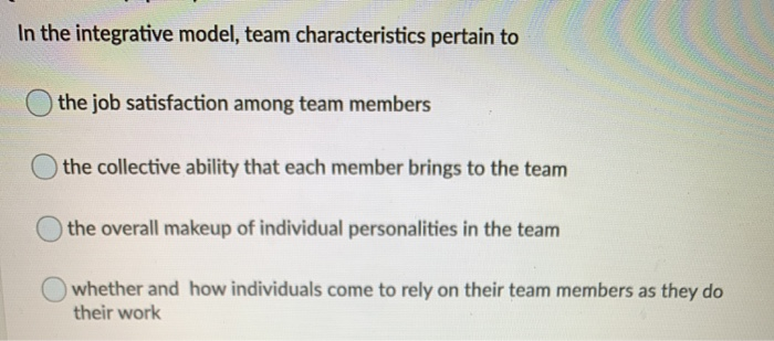 In the integrative model, team characteristics