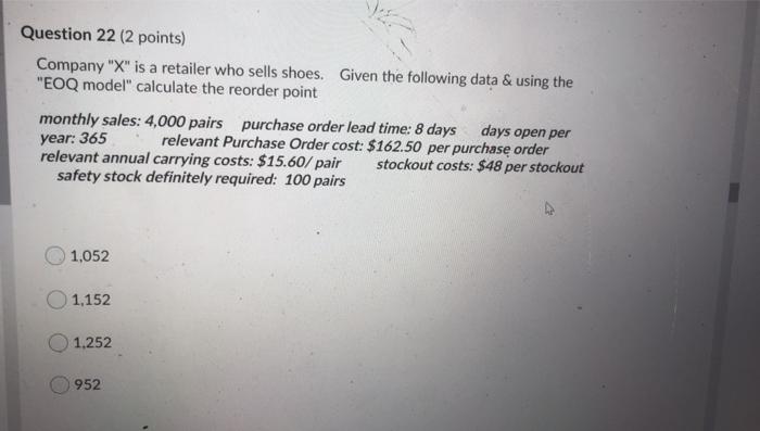 Question 20 (1 point) A reason for maintaining