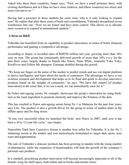 1. Identify the current strategy of Tohtonku. 2.