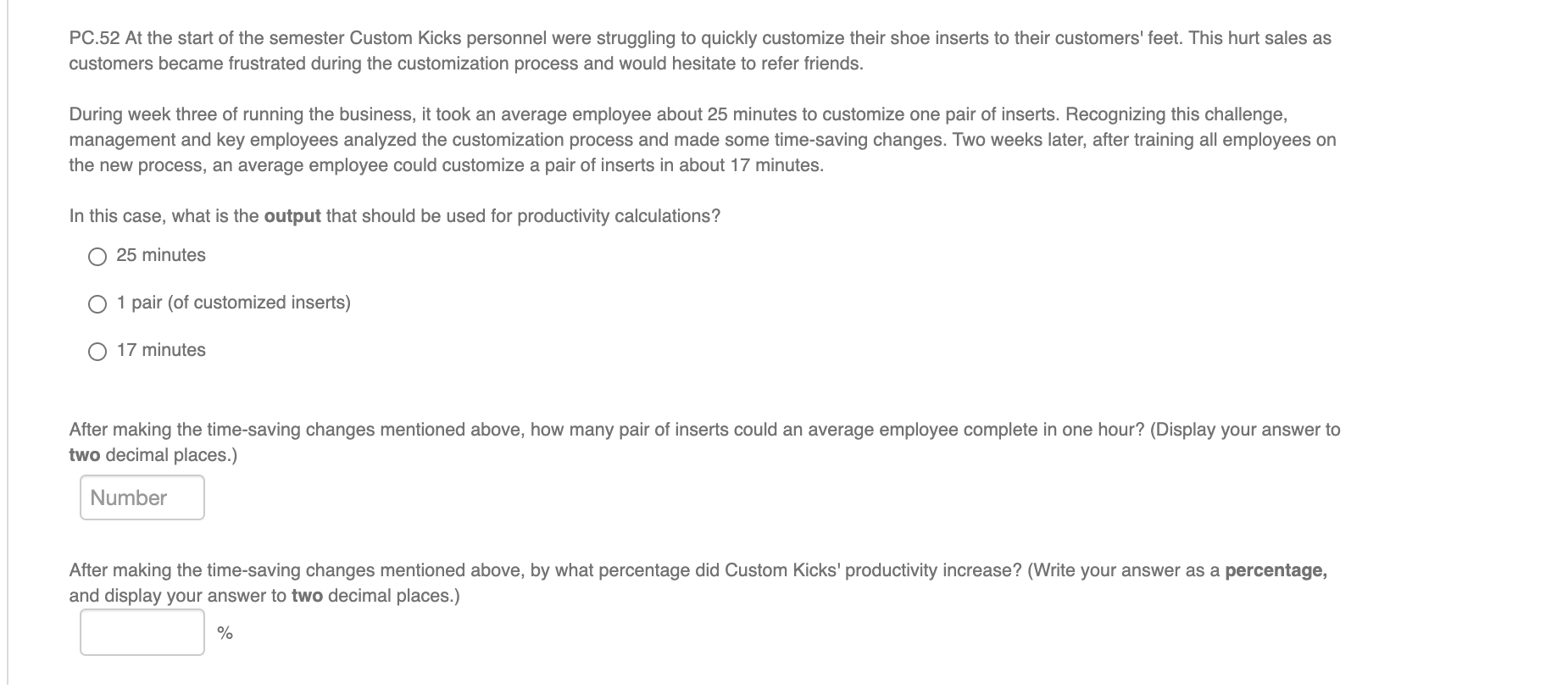 Show work in excel please PC.52 At the start of