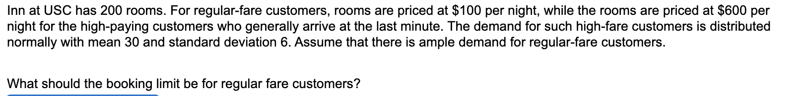 Inn at USC has 200 rooms. For regular-fare