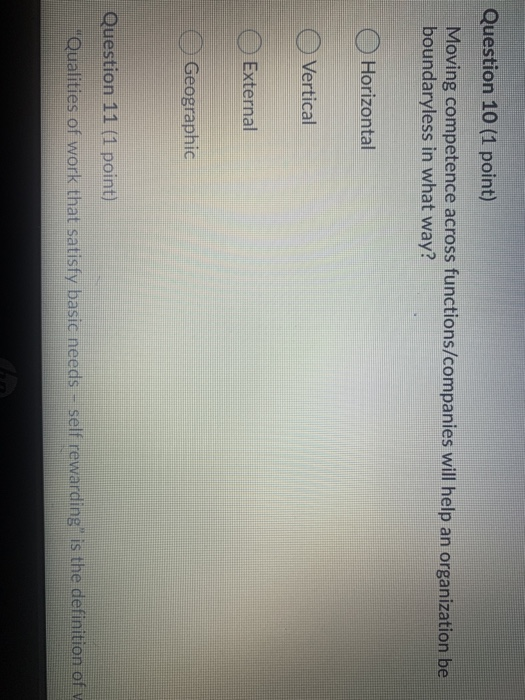 Question 10 (1 point) Moving competence across