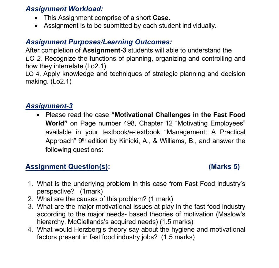 Principles of Management (MGT101 ) Assignment