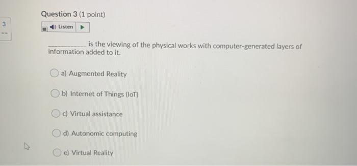 Question 2 (1 point) Saved Listen Which of the