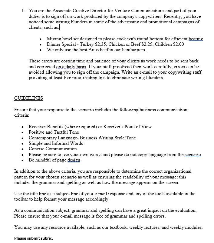 aaa 1. You are the Associate Creative Director