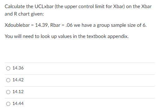 please show work on excel Calculate the UCLxbar