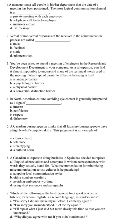 1. A manager must tell people in his/her