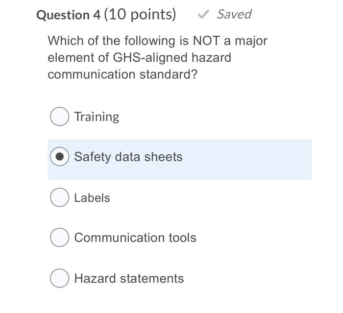Question 4 (10 points) Saved Which of the