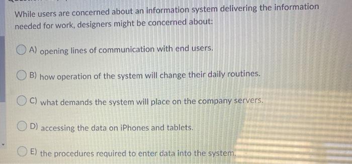 information system While users are concerned