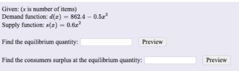 Given: (x is number of items) Demand function: