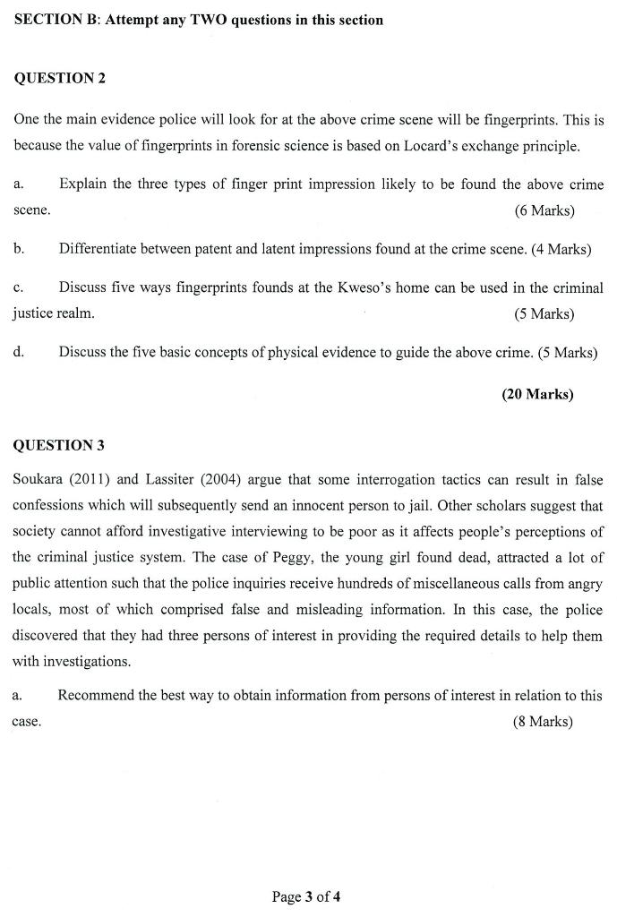 SECTION B: Attempt any TWO questions in this