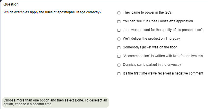 Question Which examples apply the rules of