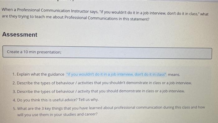 When a Professional Communication Instructor