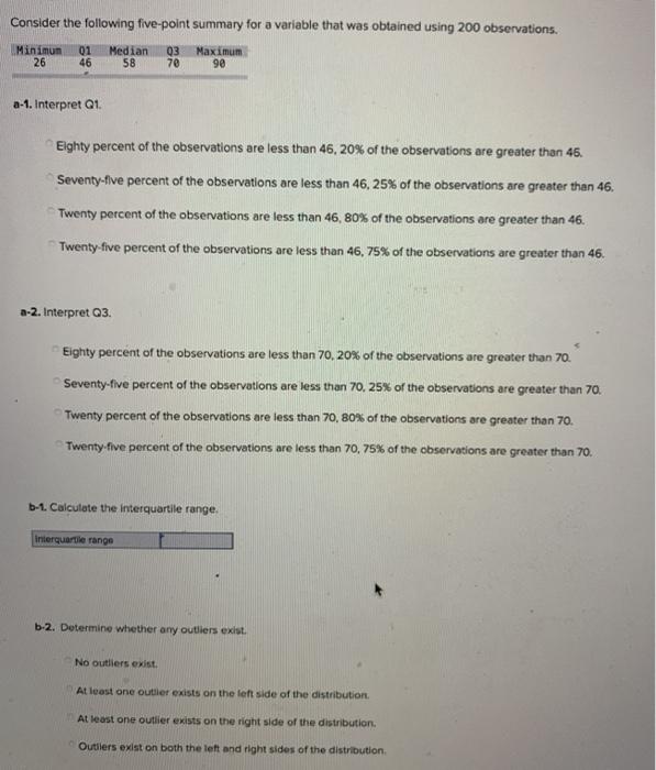 Consider the following five-point summary for a