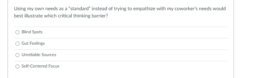 Using my own needs as a "standard" instead of