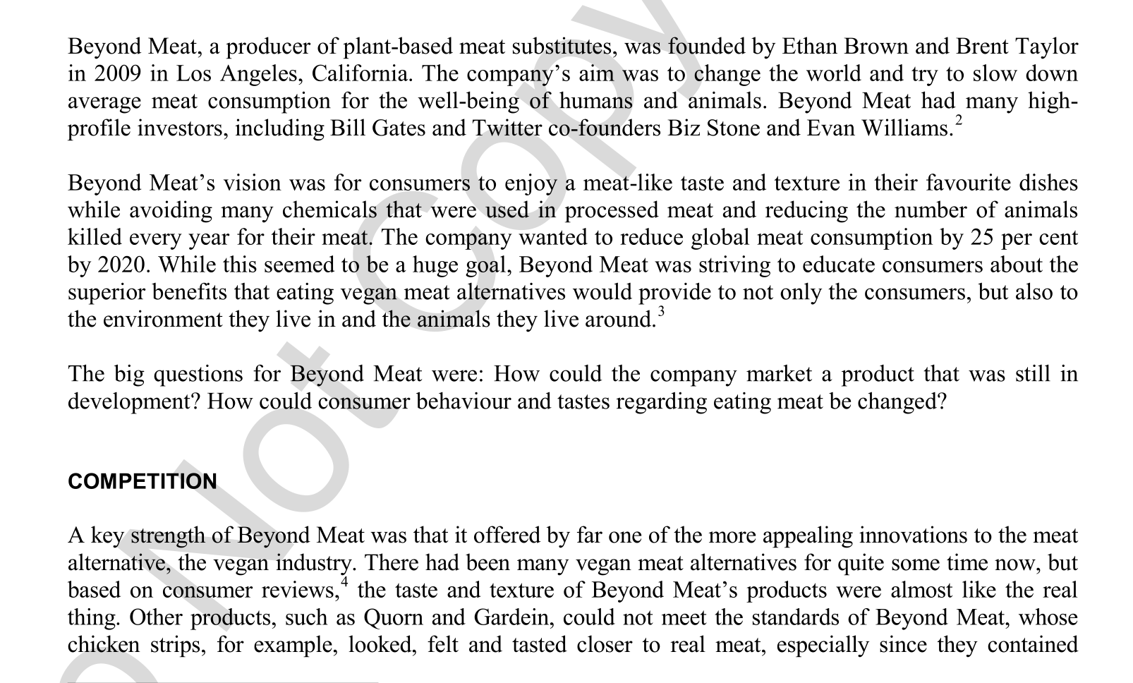 Case Questions for Beyond Meat...' 1. What
