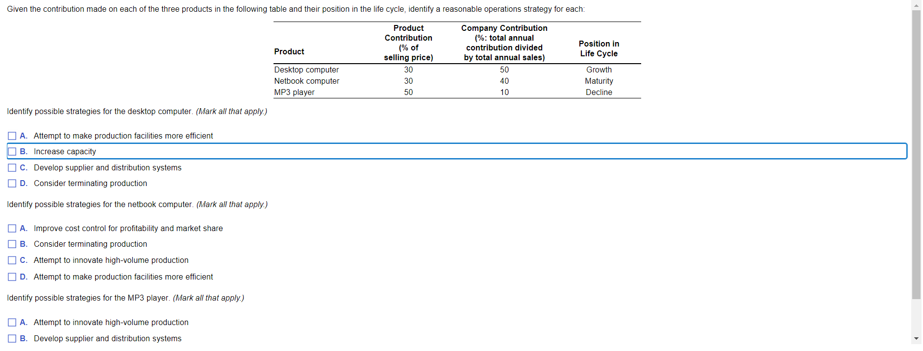 Given the contribution made on each of the three
