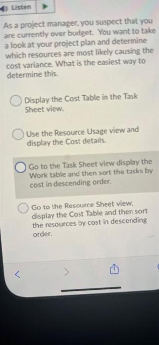 Help please Listen As a project manager, you