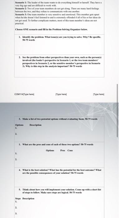 Scenario 1: The leader of the team wants to do