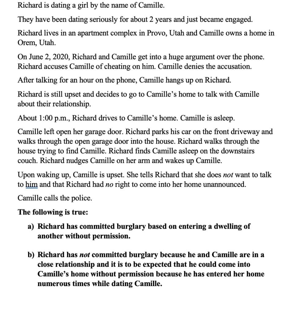 Richard is dating a girl by the name of Camille.