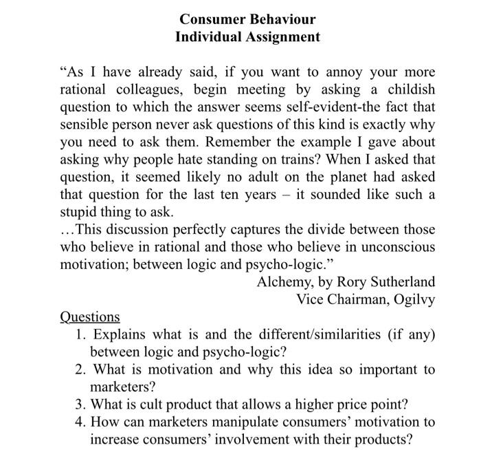 Consumer Behaviour Individual Assignment "As I