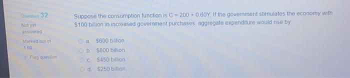 32 Not yet Suppose the consumption function is C
