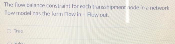 The flow balance constraint for each