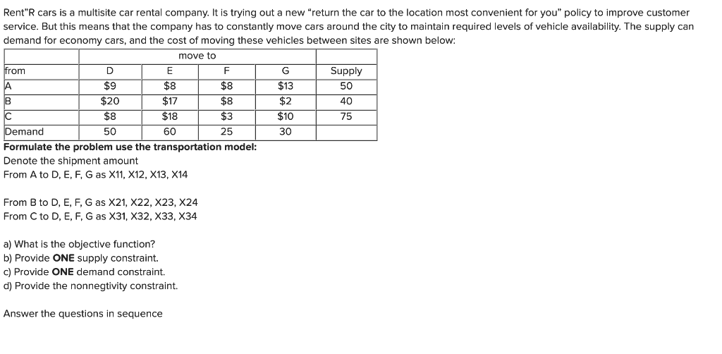 Rent" cars is a multisite car rental company. It