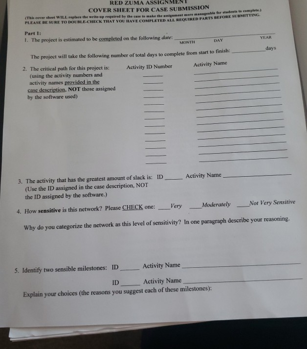 I need help with this assignment Red Zuma Zuma