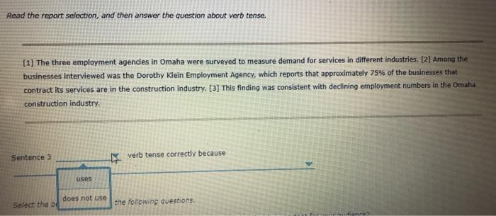 Read the report selection, and then answer the