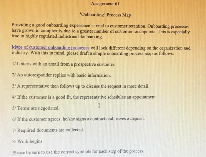 Assignment #1 'Onboarding Process Map Providing a