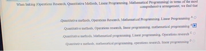 When linking Operations Research, Quantitative