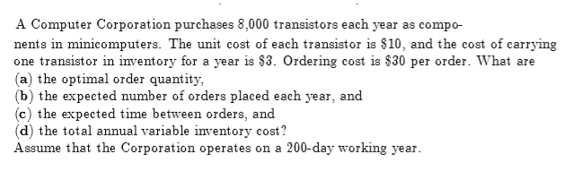 A Computer Corporation purchases 8,000
