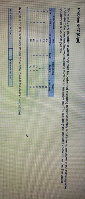 Problem 6-17 (Algo) Some tasks and the order in